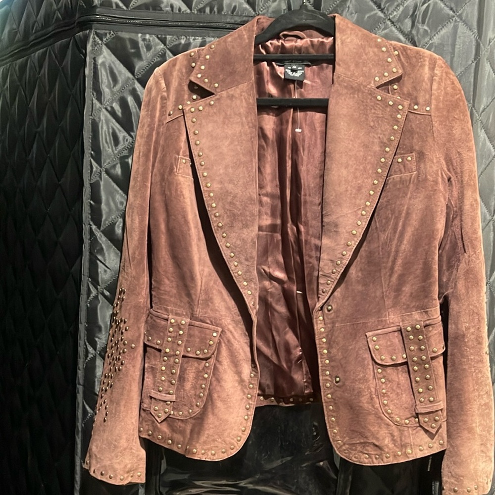 Brown Suede jacket with studs